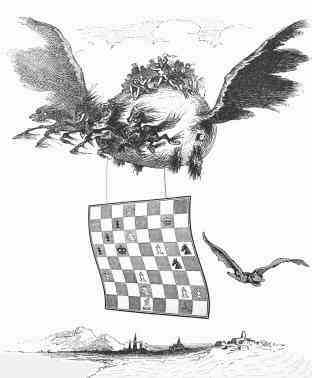 Schachreklame Illustration vom Knstler Uwe Holstein zum Schach