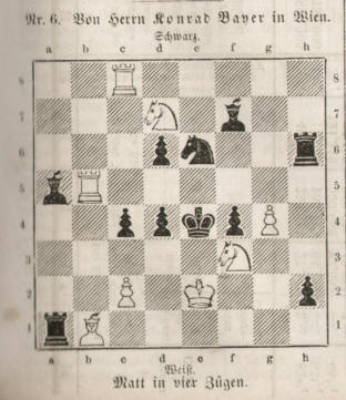 Schachaufgabe Matt in vier Zgen von Konrad Bayer 1858