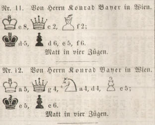 Schachaufgaben von Konrad Bayer in Wien und Olmtz