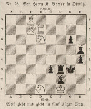 Schachkomposition von Konrad Bayer in Olmtz 1859
