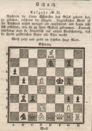 Schach Aufgabe aus Leipziger Illustrierte Zeitung  vom 3. August 1844