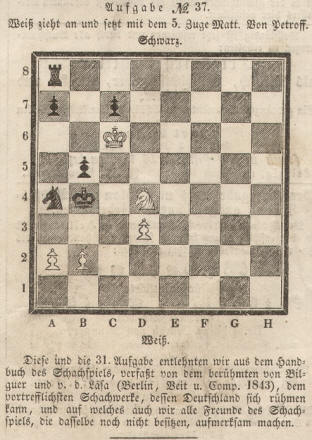 Schach Petroff, Wei zieht an und setzt mit dem 5. Zuge Matt.