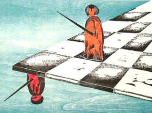 Schachbrett irrationale Stellung Holzschnitt zum Schach