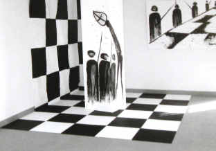 Rauminstallation Kunst Ausstellung in der Galerie "Art und Weise" in Heide 1993