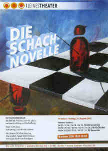 Die Schachnovelle von Helmut Peschina nach Stefan Zweig Plakat Kleines Theater Berlin,  Schach-Gemälde von Elke Rehder 