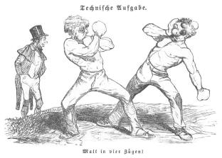 Schach Matt in vier Zgen - Karikatur von 1845