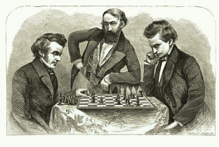 Charles Henry Stanley siegte 1850 in Washington gegen John Spencer Turner. Beobachter ist  J. J. Lwenthal)