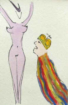 König und Dame kolorierte Federzeichnung der Künstlerin Elke Rehder