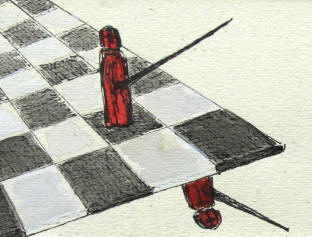 Federzeichnung zum Schach von der Knstlerin Elke Rehder