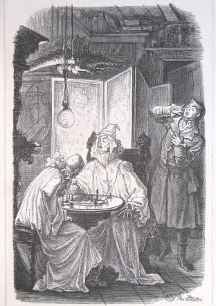 Schach-Illustration von Joseph Watter 1838-1913 in Mnchen.
