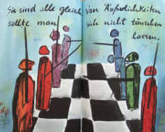 chess pawns in an artists' book