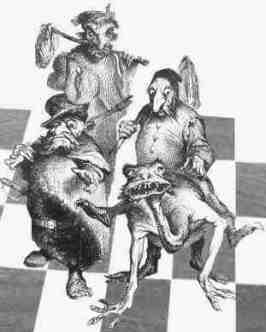 chess pieces caricature. A cartoon from an illustrated chess book by the artist Uwe Holstein