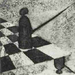 el ajedrez es un arte, aquafuerte de la artista Elke Rehder