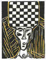 le jeu d'échecs 3, gravure sur bois par l'artiste Elke Rehder